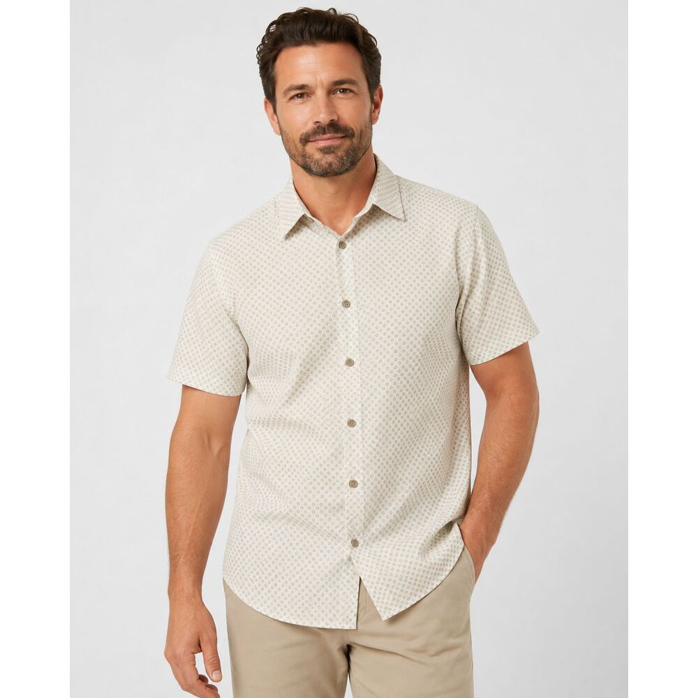 NWT Kenneth Cole New York Men’s XL Slim Fit Short Sleeve Button Up Geometric